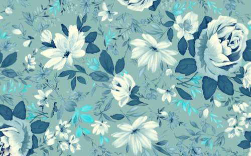 Printed Wafer Paper - Blue Flowers - Click Image to Close